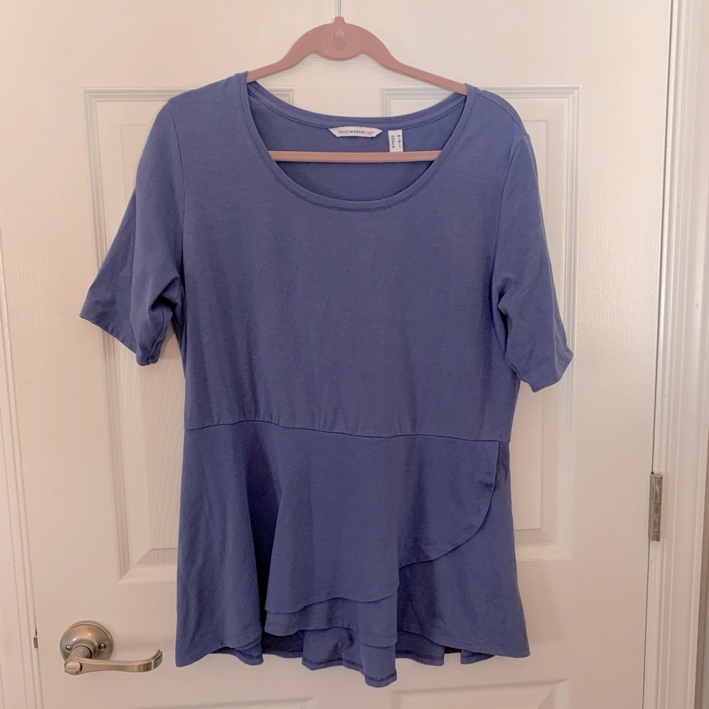 Short sleeved top with over-lapping front detail Size M
